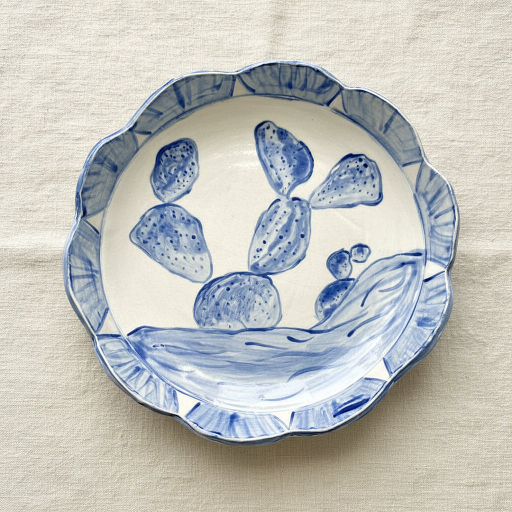 Handmade Scalloped Ceramic Luncheon Plate - Prickly Pear (Copy)