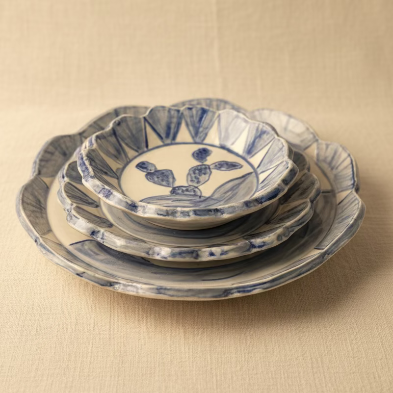 Handmade Prickly Pear Tapas Plates (Set of Four) - Desert Native Collection