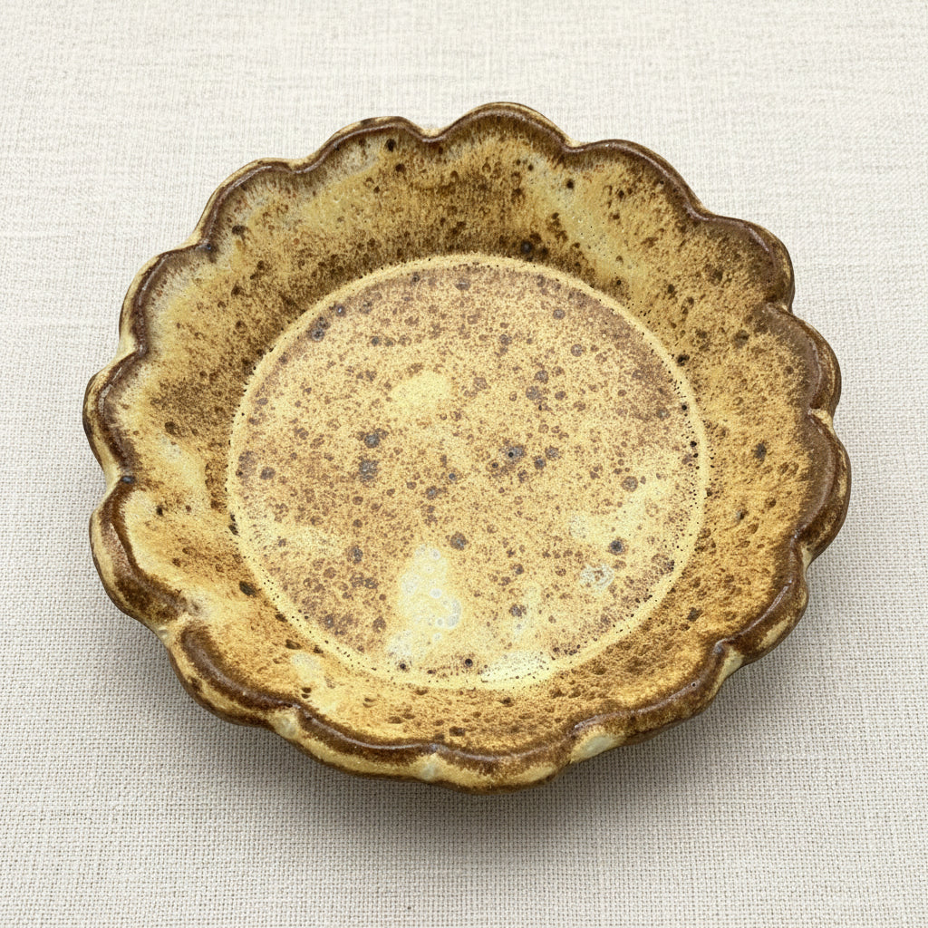 Handmade Scalloped Tapas Plates - Yellow Stoneware