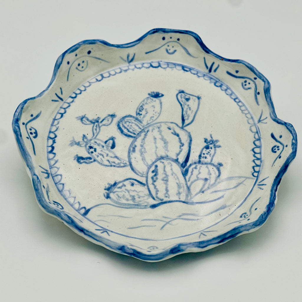 Handmade Scalloped Ceramic Salad Plate - Prickly Pear