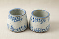 White and Blue Stoneware Tumbler Pair, Handmade