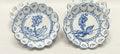 Handmade Scalloped Tapas Plates - Cobalt Blue Yucca Flower - Set of Two