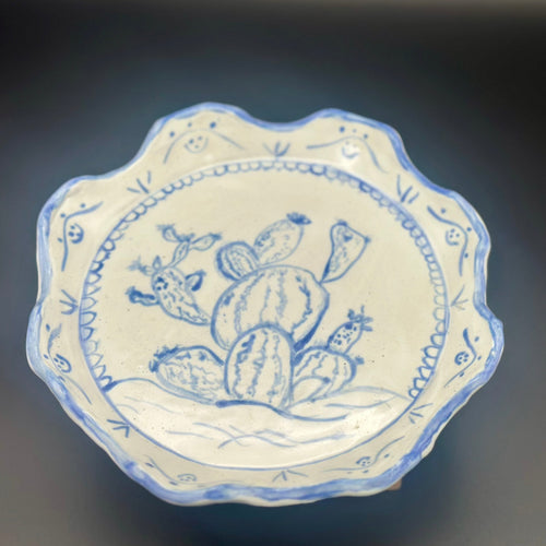 Handmade Scalloped Ceramic Salad Plate - Prickly Pear