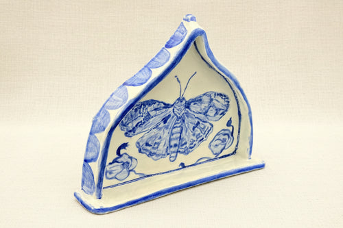 Hand-built Stoneware Nicho - Cobalt- Painted Desert Moth