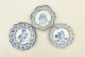 Handmade Scalloped Tapas Plates - Cobalt Barrel Cactus  - Set of Three